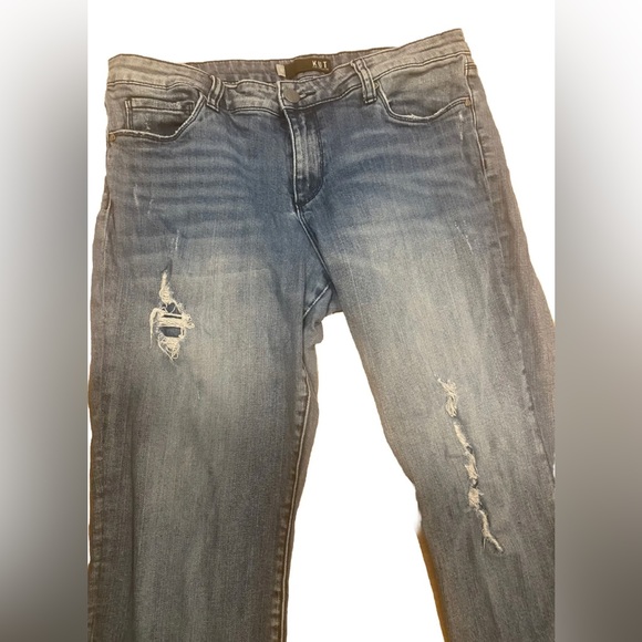 KUT FROM THE KLOTH Straight Leg Distressed Raw Hem Ankle Jeans Womens Size 12 - Picture 2 of 6